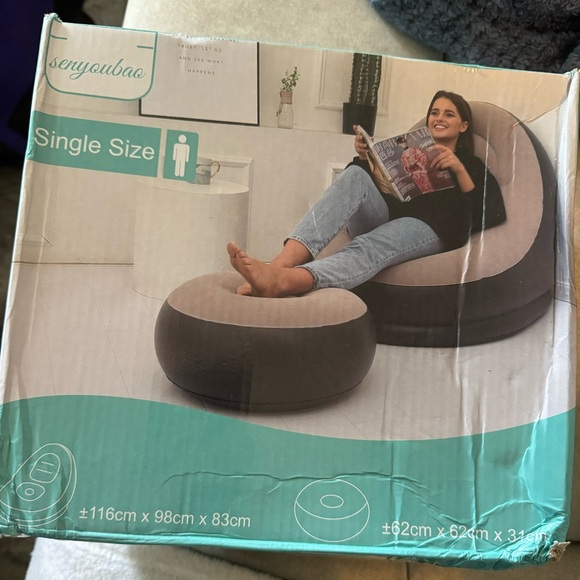 Blow up chair with footstool see pics for measurements,  brand new -  NWT - Picture 1 of 5